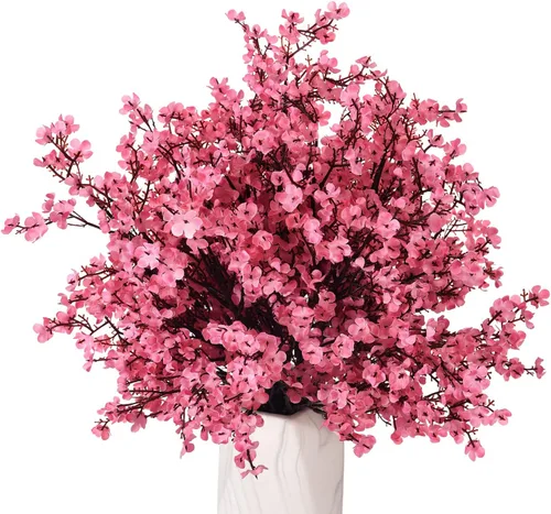 Miniatura 15 de 15 piezas de flores artificiales de aliento de bebé, plantas de seda falsas con sensación real, ramos florales de bricolaje para decoración de bodas