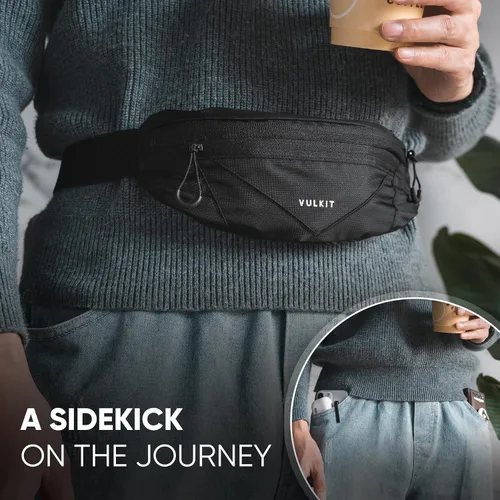 Miniatura 7 de VULKIT Riñonera ligera e informal para mujeres y hombres, riñonera para exteriores para liberar tus manos, cintura impermeable de nailon con banda
