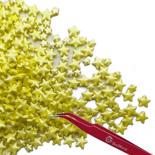 Miniatura 3 de SE Si&Moos Gránulos de estrellas amarillas para decoración de pasteles, decoración de pasteles de estrellas, estrellas amarillas comestibles grandes