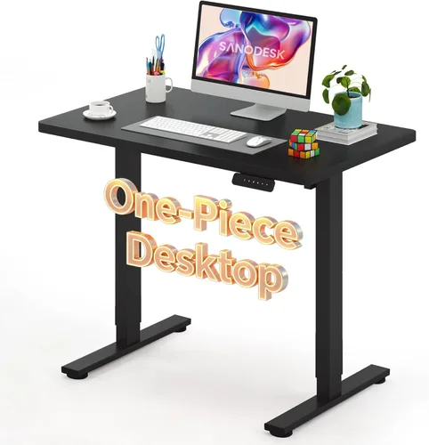 SANODESK Escritorio Eléctrico de Pie de 40 x 24 pulgadas, Superficie de Una Pieza, Escritorio de Altura Ajustable con Controlador de 6 Botones,