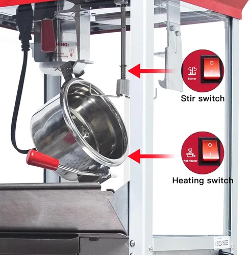 Miniatura 7 de Carro de máquina de palomitas de maíz, máquina de palomitas de maíz con ruedas, máquina de palomitas de maíz estilo cine, máquina para hacer Rojo