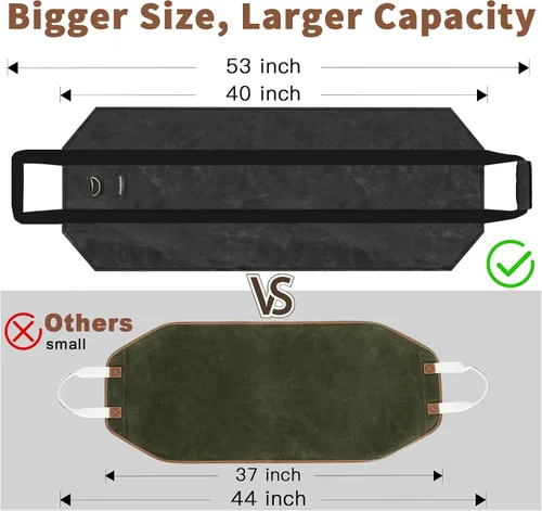 Miniatura 2 de Amagabeli - Bolsa de transporte de leña encerada, bolsa de transporte resistente para chimenea de leña grande con asas para camping, soporte