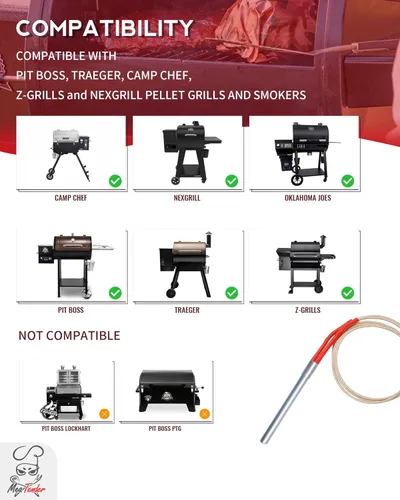 Miniatura 2 de Paquete de 2 encendedores de repuesto para barras calientes Traeger, Pit Boss, Camp Chef y Z Grills, Oklahoma Joe's – Elemento calefactor resistente