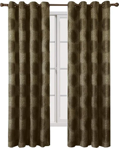 Royal Hotel Bedding Lexington - Paneles de cortina de jacquard con ojales verdes, 2 paneles, 52 x 96 pulgadas cada uno