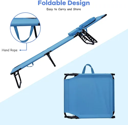 Miniatura 4 de GYMAX Sillón de playa, silla para tomar el sol, silla plegable ajustable reclinable con agujero para la cara