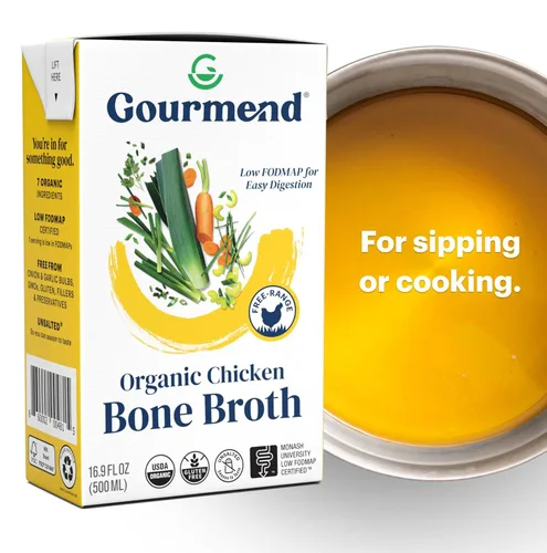 Miniatura 6 de Caldo de hueso de pollo orgánico sin sal de 16.9 oz (12 paquetes) – 7 ingredientes, certificado bajo en FODMAP, sin rellenos, sin gluten, sin