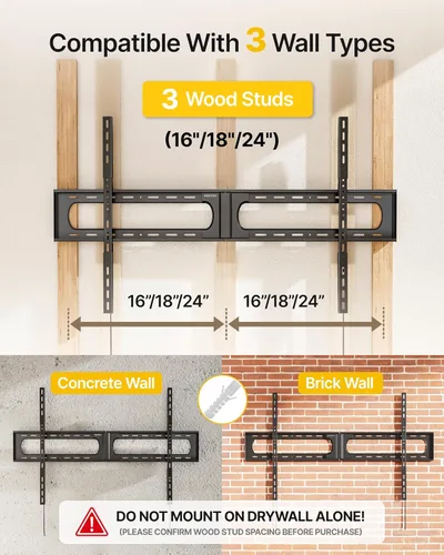 Miniatura 4 de monTEK Soporte de pared de TV inclinable resistente para televisores planos y curvos extra grandes de 37-140 pulgadas de hasta 300 libras, 4 pruebas