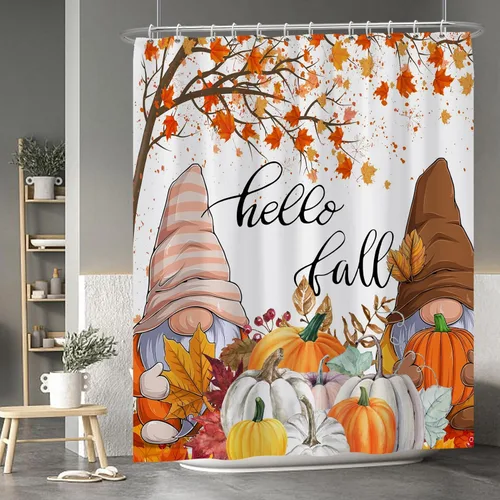 Miniatura 112 de Cortina de ducha de fantasma y gato negro para niños, 36 x 72 pulgadas, espeluznante y bonita, cortina de baño de Halloween con 6 ganchos, cortina