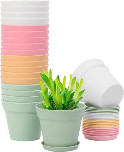 Miniatura 8 de GARDIFE Paquete de 20 macetas de 4 pulgadas, macetas para plantas de interior, macetas de flores, negras