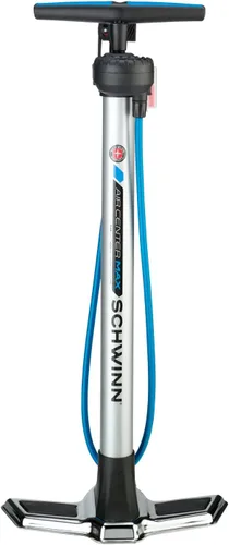Miniatura 8 de Schwinn Serie Air Center o bomba de piso básica, para una gama de bicicletas, 100, 120 o 160 PSI, mango de agarre suave, cabezal doble para válvulas
