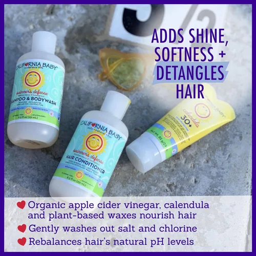 Miniatura 4 de California Baby Acondicionador de cabello Swimmers Defense 100% a base de plantas Hidratante después de nadar Acondicionador para enjuagar