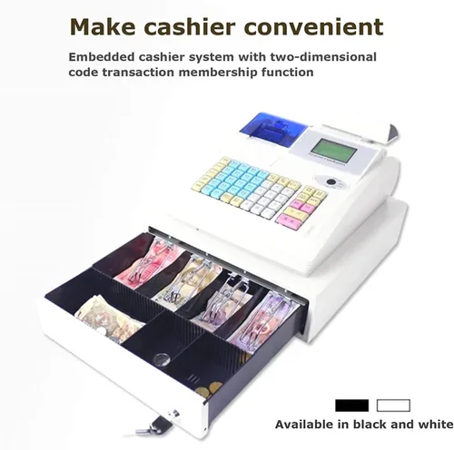 Miniatura 5 de Caja registradora electrónica de 48 teclas, pantalla LED digital de 8 con cajón de efectivo de 12 V, teclado plano e impresora térmica, caja