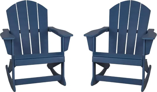 Miniatura 214 de WestinTrends Silla mecedora Malibu de poliéster para exterior/patio Adirondack, Negra