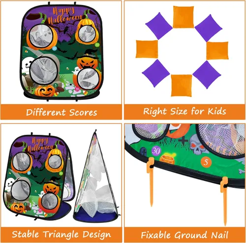 Miniatura 7 de Juegos de Halloween para fiesta de niños, juegos de lanzamiento de bolsas de calabaza fantasma, juegos de fiesta de Halloween, juegos de carnaval