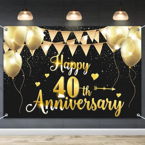Miniatura 24 de HAMIGAR Fondo de pancarta de feliz 15 aniversario de 6 x 4 pies, 15 decoraciones de aniversario de boda, suministros para fiestas, color negro