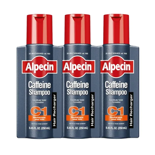 Alpecin Champú C1 Cafeína de 8.45 onzas (paquete de 3) I Potenciador del Rendimiento del Cabello I Promueve el crecimiento natural del cabello y el