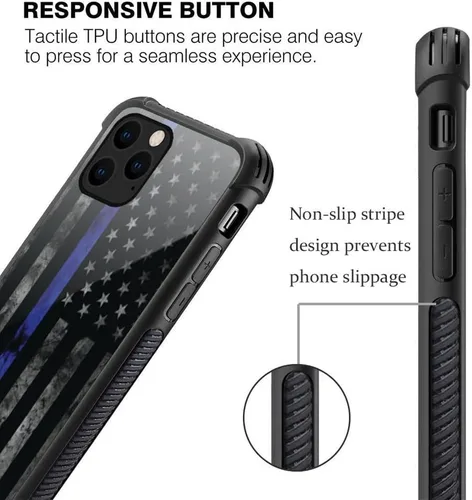 Miniatura 3 de DJSOK Funda para iPhone 11, Fundas para iPhone 11 con diseño de bandera de la policía estadounidense para hombres y mujeres, Funda trasera