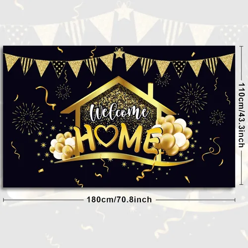 Miniatura 2 de Tatuo Cartel de bienvenida a casa de 6 x 3.6 pies para decoración de fiesta de inauguración de la casa, reunión familiar, regreso a casa, decoración