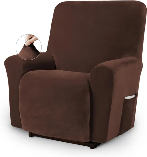 Miniatura 13 de Asnomy Fundas para Silla Reclinable Lazy Boy con Bolsillos, Fundas Elásticas de Terciopelo para Sofá, Fundas de 1 Pieza para Muebles, Protector