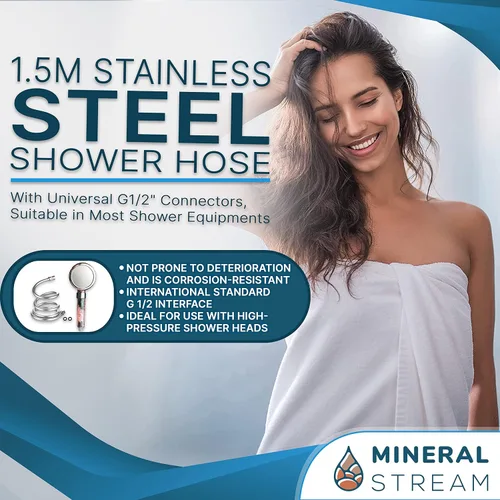 Miniatura 3 de MineralStream Cabezal de ducha Chakra + manguera Ducha de spa Ecowater con 3 ajustes de pulverización para un cabello y piel saludables Cabezal