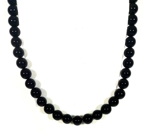 Miniatura 4 de Handmade Black Onyx Crystal Mens Necklace - Grounding Genuine Gemstone Beaded Mala Willpower, Protection, Prosperity Black Choker - Jewelry Gift