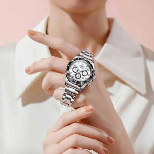 Miniatura 6 de OLEVS - Reloj de mujer de moda, reloj de vestir con diamantes, para mujer, analógico, de cuarzo, acero inoxidable, impermeable, luminoso, con fecha