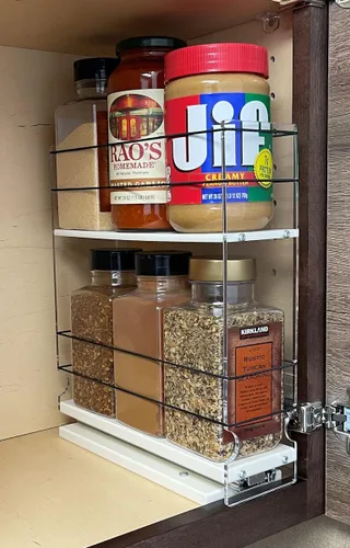 Miniatura 8 de Vertical Spice - Organizador de especias deslizante grande extraíble - 2 cajones individuales de 1 nivel - Soporte de condimentos con ruedas de alta