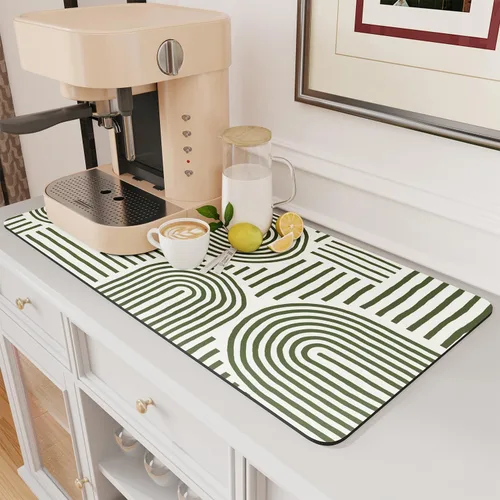 Miniatura 21 de AMOAMI Tapete de café absorbente con parte trasera de goma para secar platos para encimera de cocina, accesorios de bar para debajo de la cafetera