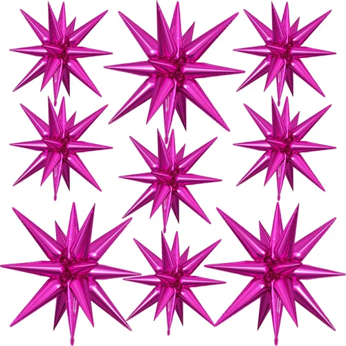 Miniatura 26 de 9 piezas de globos de estrella beige, grandes globos de papel de aluminio en forma de estrella en explosión, globos de Mylar en punta color crema