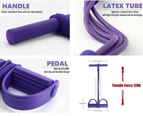 Miniatura 2 de Banda de resistencia de pedal Cuerda de tracción elástica Expansor de culturismo antideslizante para ejercicio sentado