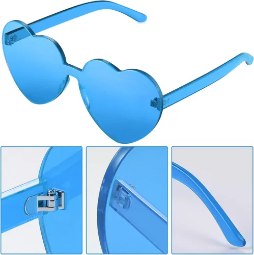 Miniatura 3 de Maxdot - Lentes de sol transparentes sin marco con forma de corazón para fiestas