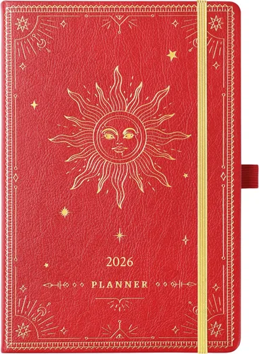 Agenda 2026 – Agenda semanal mensual 2026, enero 2026 a diciembre 2026, 5.75 x 8.25 pulgadas, agenda de piel sintética 2026 con bolsillo trasero y