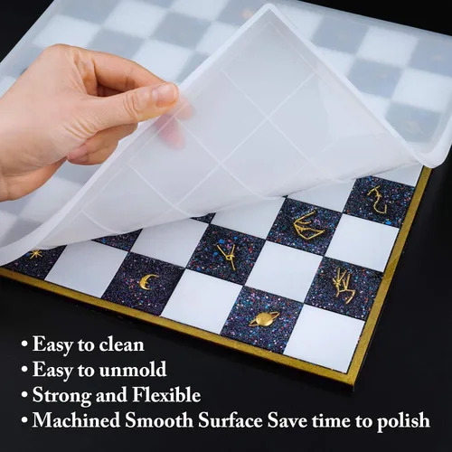 Miniatura 3 de NiArt Kit de moldes de silicona para fundición de resina de 11 x 11 pulgadas, juego de tablero y piezas 3D, manualidades, bandeja epoxi UV