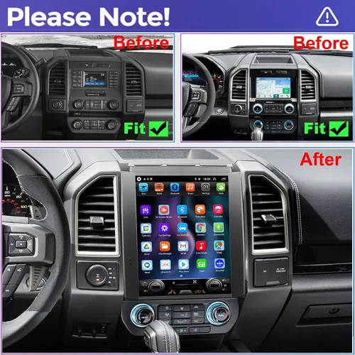 Miniatura 2 de Para Ford F150 actualización de radio 2015 2016 2017 2018, pantalla táctil estéreo QLED de 12.1 pulgadas, CPU de 8 núcleos, Carplay Android Auto