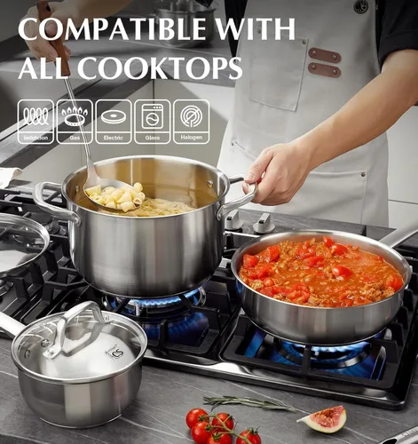 Miniatura 5 de KOCH SYSTEME CS Juego de ollas y sartenes de acero inoxidable, 10 piezas de utensilios de cocina de acero inoxidable para cocina profesional