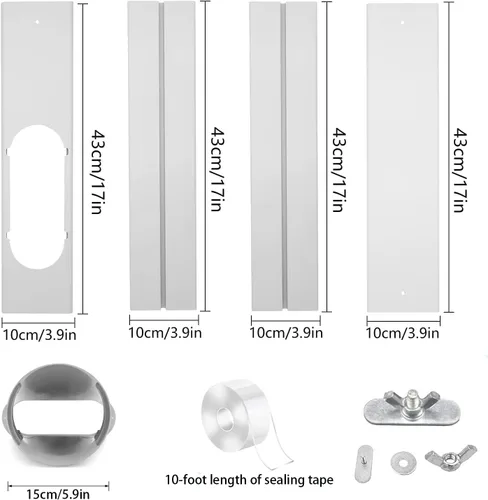 Miniatura 2 de Kit portátil de ventana de aire acondicionado con manguera de escape de 5.9", sello de ventana ajustable universal para unidad de CA..