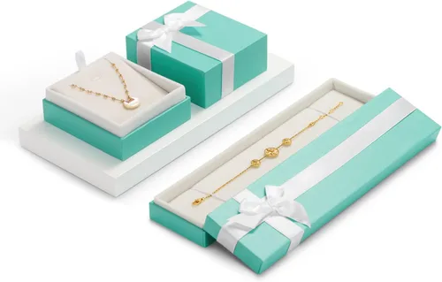 Miniatura 5 de Oirlv Collar pulsera colgante caja de regalo con lazo blanco puro, caja de regalo de joyería para cumpleaños, aniversario, compromiso, propuesta