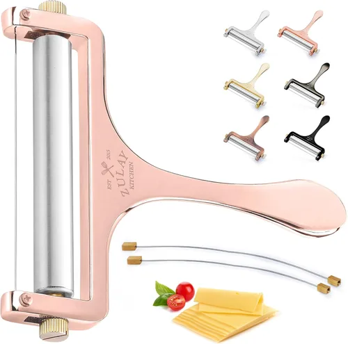 Miniatura 11 de Zulay Kitchen Cortador de queso de alambre de acero inoxidable, cortador de queso de mano ajustable con 2 cables adicionales, afeitadora de queso
