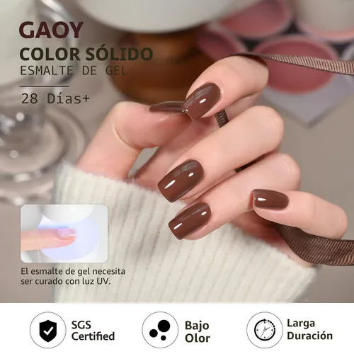 Miniatura 5 de GAOY - Esmalte de uñas de gel marrón, 16ml de esmalte de gel para quitar por remojo, curado con luz UV para arte de uñas, manicura DIY en casa, 2088