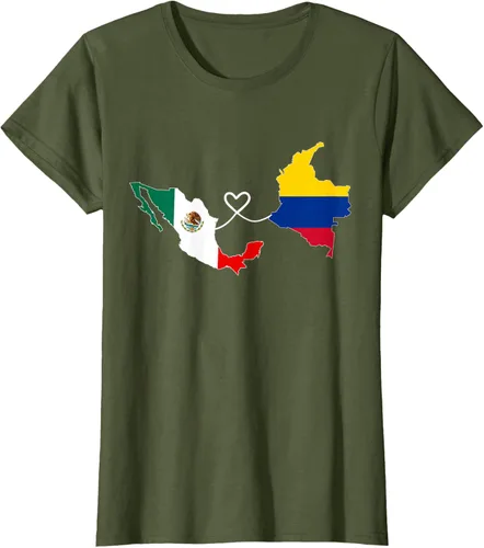 Miniatura 70 de Camiseta Half Colombian Half Mexican Flag Map DNA Mexico Colombia