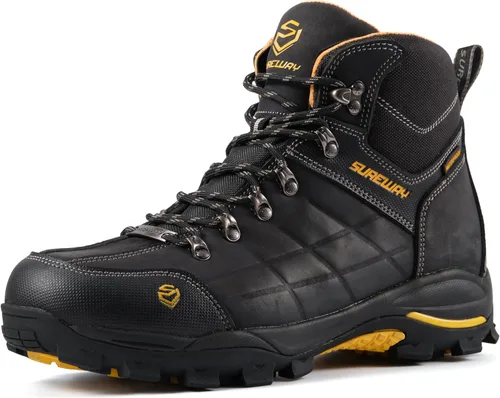 Miniatura 10 de SUREWAY Botas de trabajo para hombre de 6 pulgadas, suaves, impermeables, ligeras, impermeables, de cuero, con cordones, resistentes al