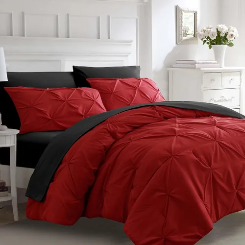 Miniatura 8 de Ubauba Juego de edredón de 7 piezas de color verde oscuro, tamaño Queen, ropa de cama en una bolsa de color verde cazador de 7 piezas, juego de ropa
