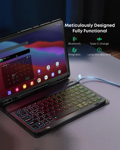 Miniatura 7 de Funda para tablet A8 con teclado Samsung Galaxy Tab A8 de 10.5 pulgadas 2021/2022 SM-X200, SM-X205 Dazzle Magic Keyboard retroiluminado Soporte