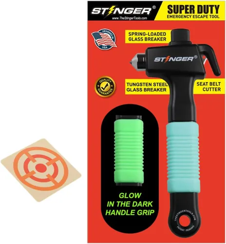Miniatura 10 de Stinger Super Duty Herramienta de escape de emergencia para automóvil, martillo de seguridad de vehículo de acero al carbono endurecido, 1 pieza