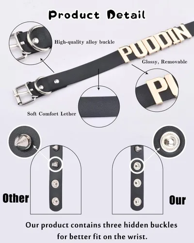 Miniatura 5 de Quinn Puddin Gargantilla de Halloween ajustable de cuero punk, collar con letra, calcomanías de tatuaje, remaches, pulsera de pinchos, accesorios