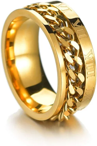 Stainless Steel Roman Numeral Spinner Ring Relieve Stress Rotation Fidget Ring Band Spin Anxiety Rings for Men WomenAnti Anxiety Gifts