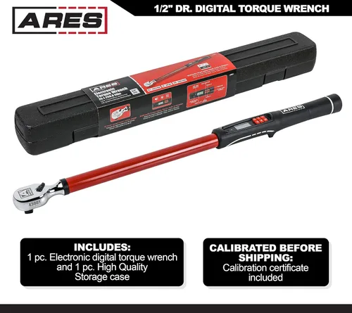 ARES 43001 - Llave de torsión electrónica digital de 1/2 pulgada - 25.1-250.8 pies/lb (30-340 Nm) - Cabezal sellado reversible - El sistema de