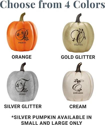 Miniatura 9 de Let's Make Memories - Lámpara de calabaza con nombre - Adorno de otoño - Calabaza luminosa de uso interior/exterior - Nombre e iniciales