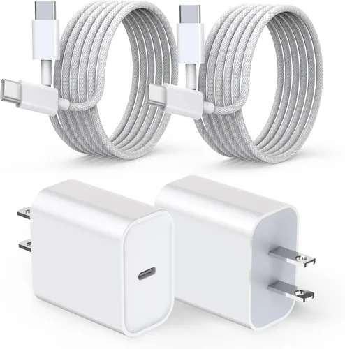 Miniatura 11 de Cargador de carga rápida para iPhone 17, 16, 15, paquete de 2 cables de carga rápida USB C a C de 10 pies, cable de carga rápida de 20 W, bloque