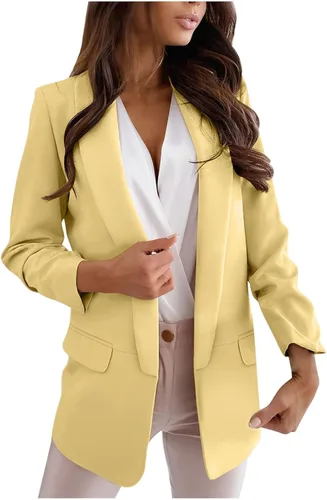 Miniatura 16 de Chaquetas ligeras para mujer, estilo casual, manga larga, frente abierto, chaqueta elegante, para trabajo, oficina, trajes profesionales